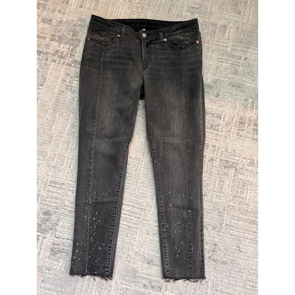 Levi's Women's 501 Skinny Jeans Size 31 Distressed Black Wash Denim - Picture 1 of 16